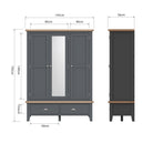 Cotswold 3 Door Wardrobe - Charcoal - BedHut