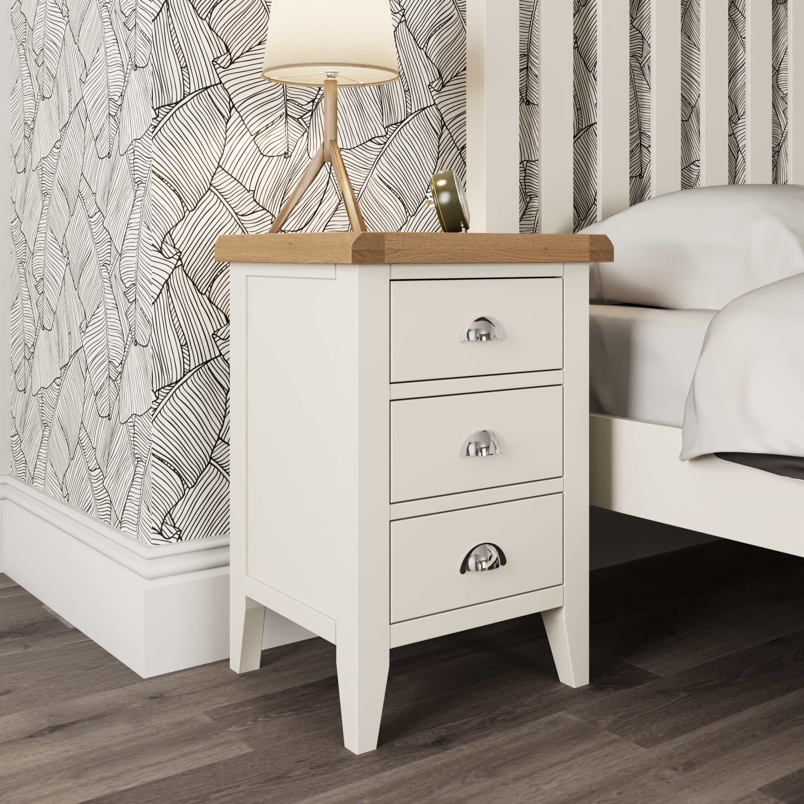 Cotswold 3 Drawer Bedside - White - BedHut