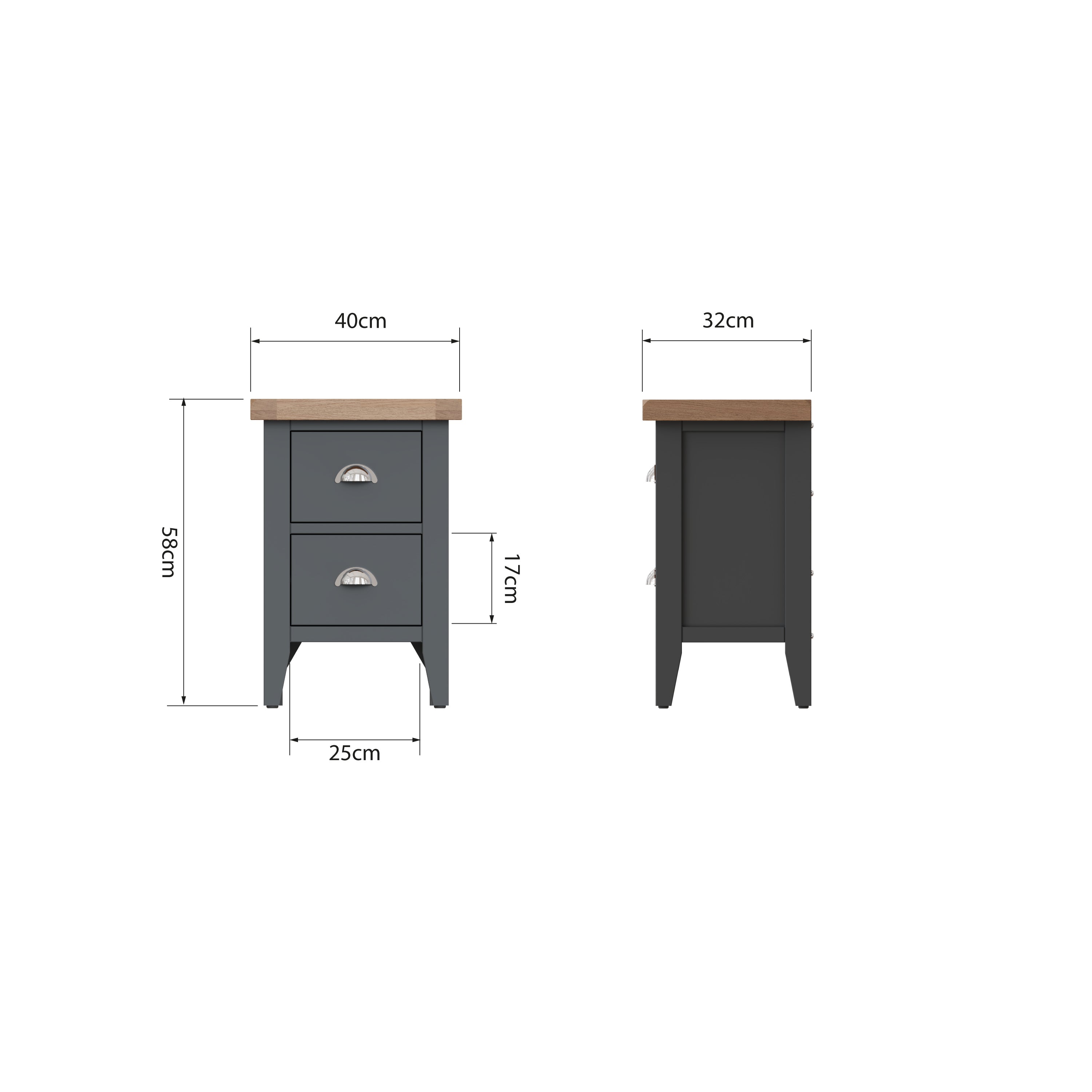 Cotswold 2 Drawer Bedside - Charcoal - BedHut