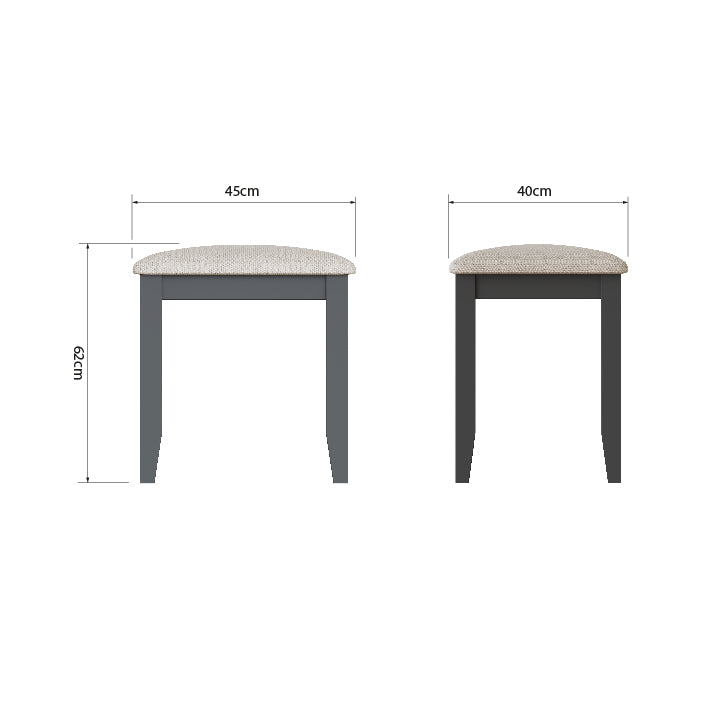 Cotswold Dressing Stool - Charcoal - BedHut