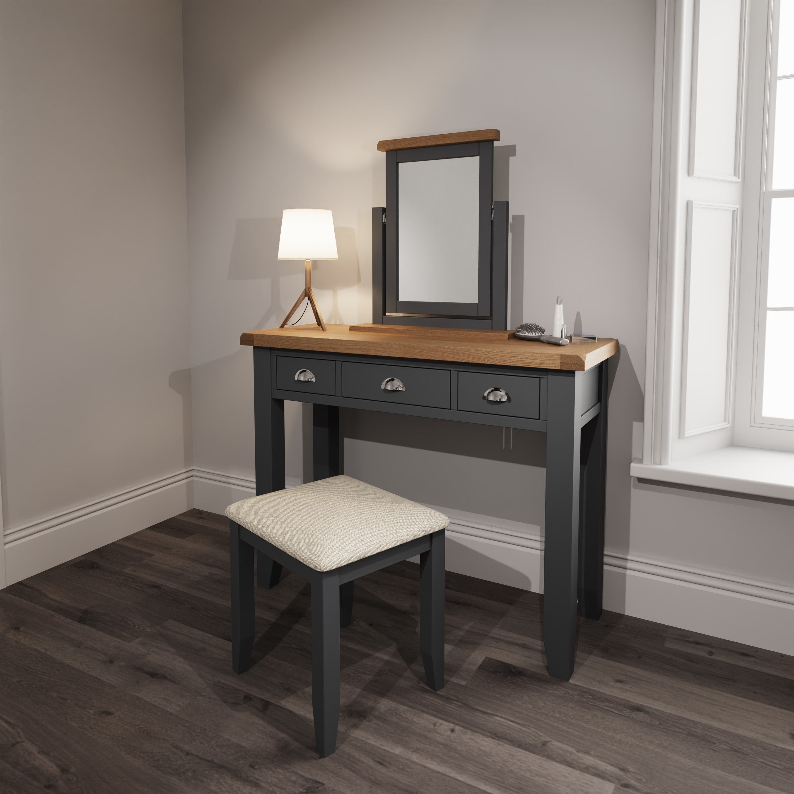 Cotswold Dressing Stool - Charcoal - BedHut
