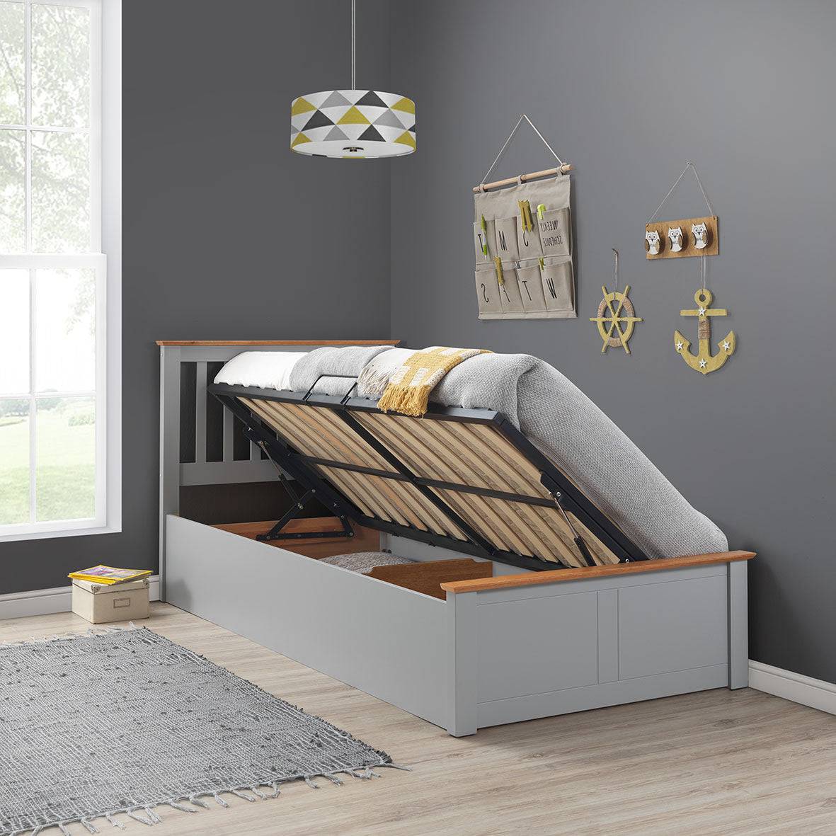 Francis Ottoman Storage Bed - Grey - BedHut