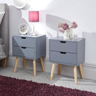 Nyborg Pair of 2 Drawer Bedsides - Dark Grey - BedHut