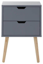 Nyborg Pair of 2 Drawer Bedsides - Dark Grey - BedHut
