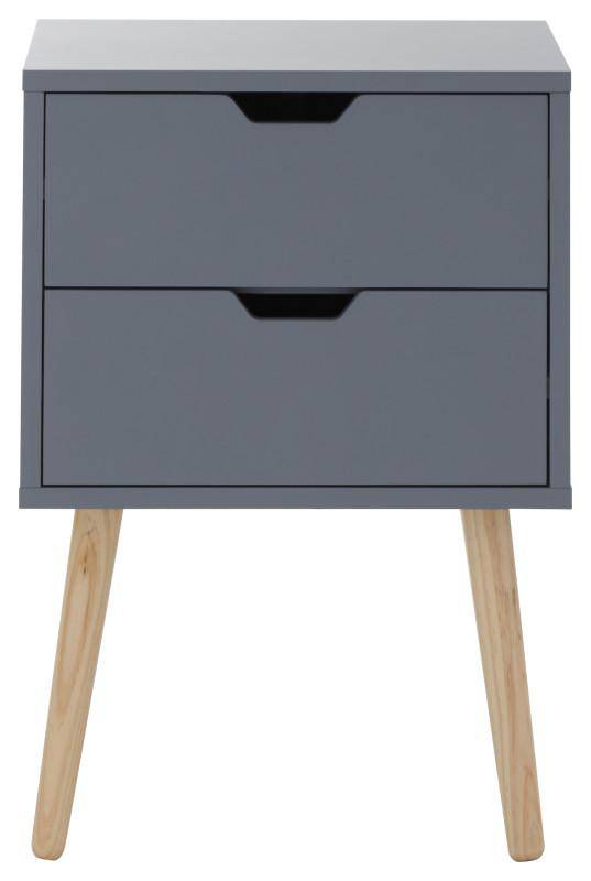 Nyborg Pair of 2 Drawer Bedsides - Dark Grey - BedHut