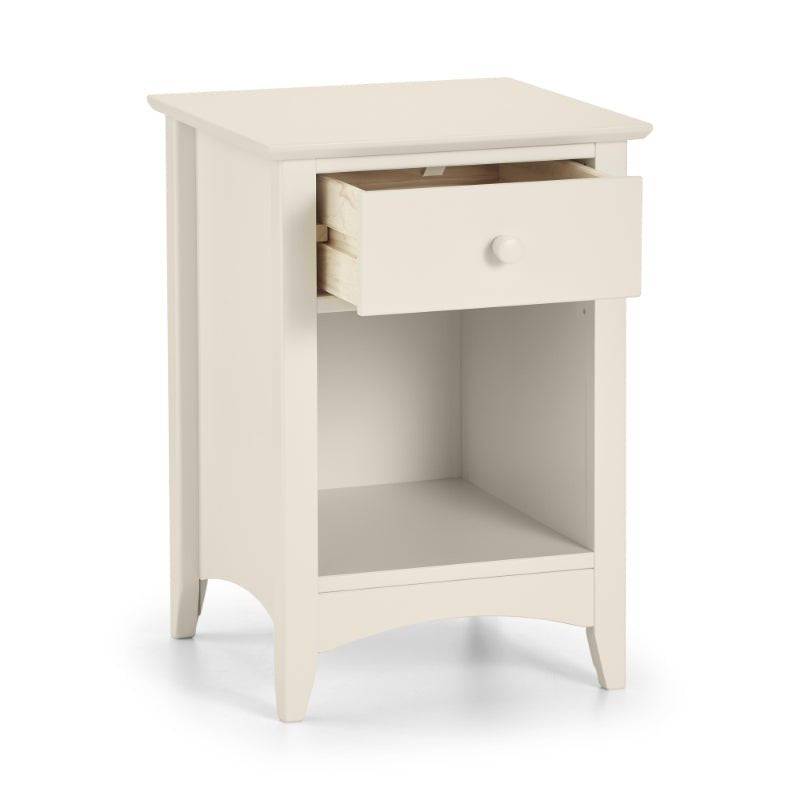 Cameo 1 Drawer Bedside - Stone White - BedHut