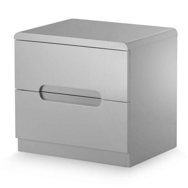 Grey gloss store bedside drawers