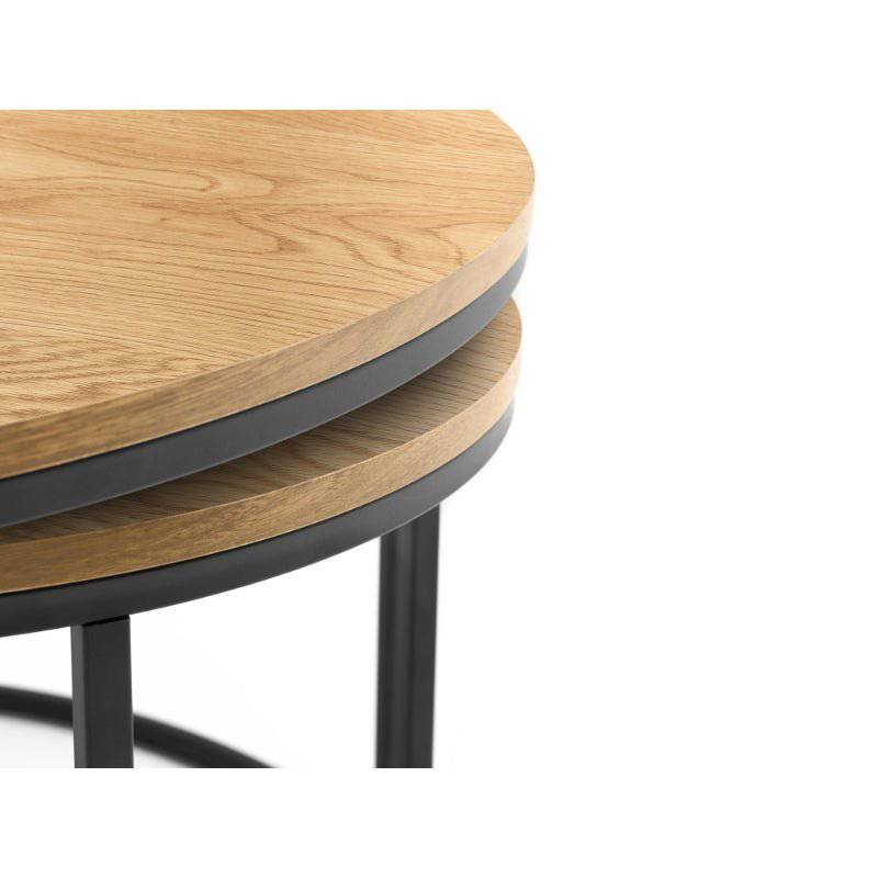 Bellini Round Oak Nesting Coffee Table - BedHut
