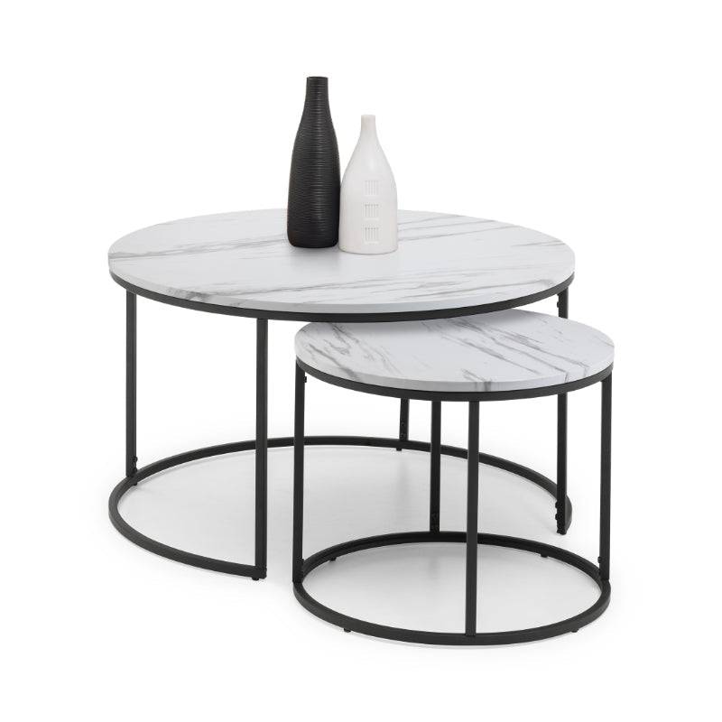 Bellini White Marble Round Nesting Coffee Table - BedHut