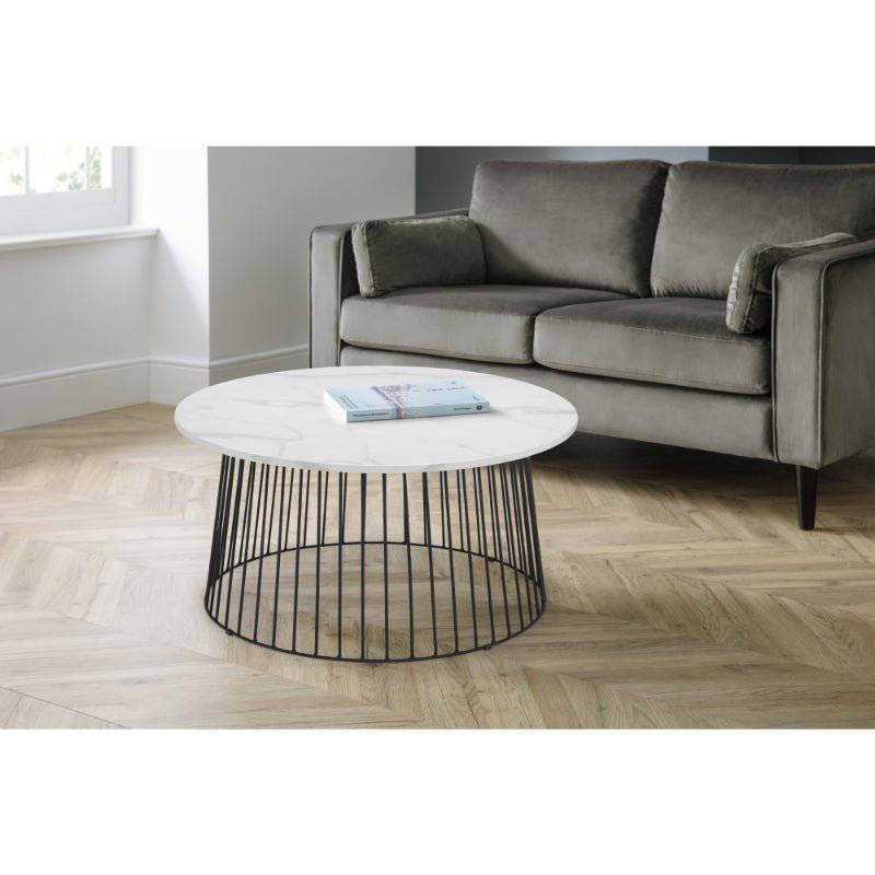 Broadway White Marble Round Coffee Table - BedHut