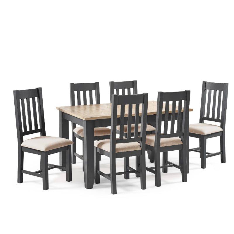 Bordeaux Dining Set (6 Chairs) - Dark Grey - BedHut