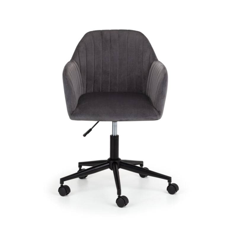 Kahlo Velvet Swivel Office Chair - Grey - BedHut