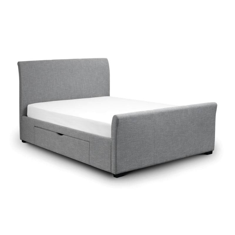 Capri Fabric Bed with Drawers - Light Grey - BedHut