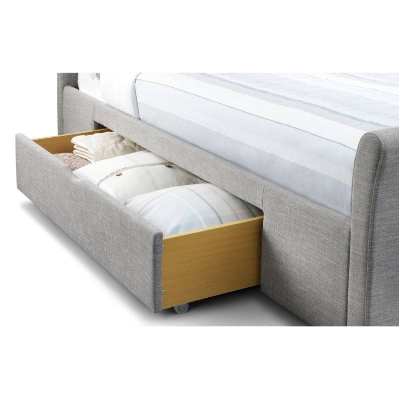 Capri Fabric Bed with Drawers - Light Grey - BedHut