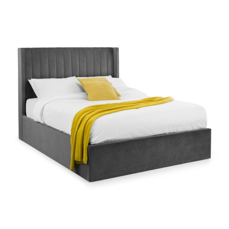 Langham Scalloped Headboard Storage Bed - Grey - BedHut