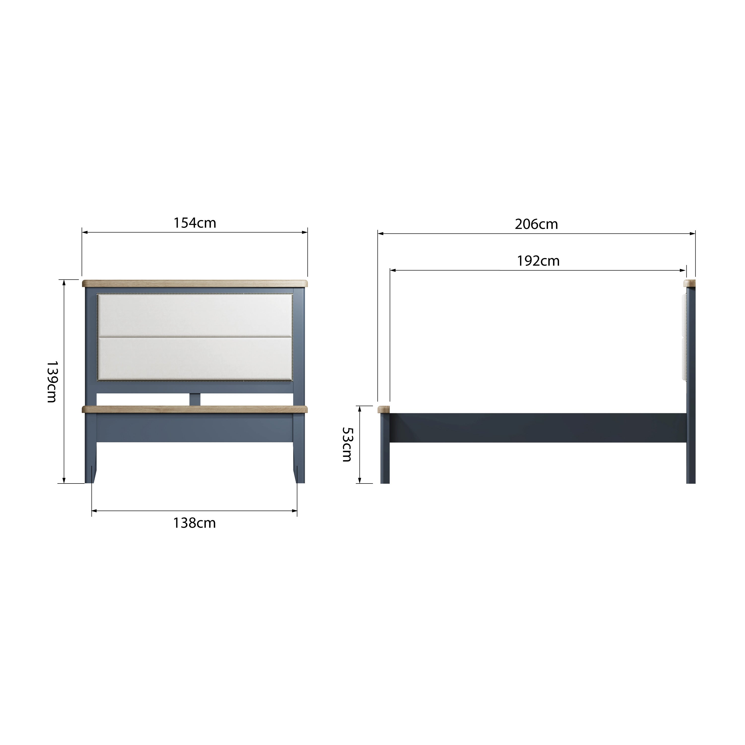 Atlantic Bed - Fabric Headboard, Low Footboard - Blue - BedHut