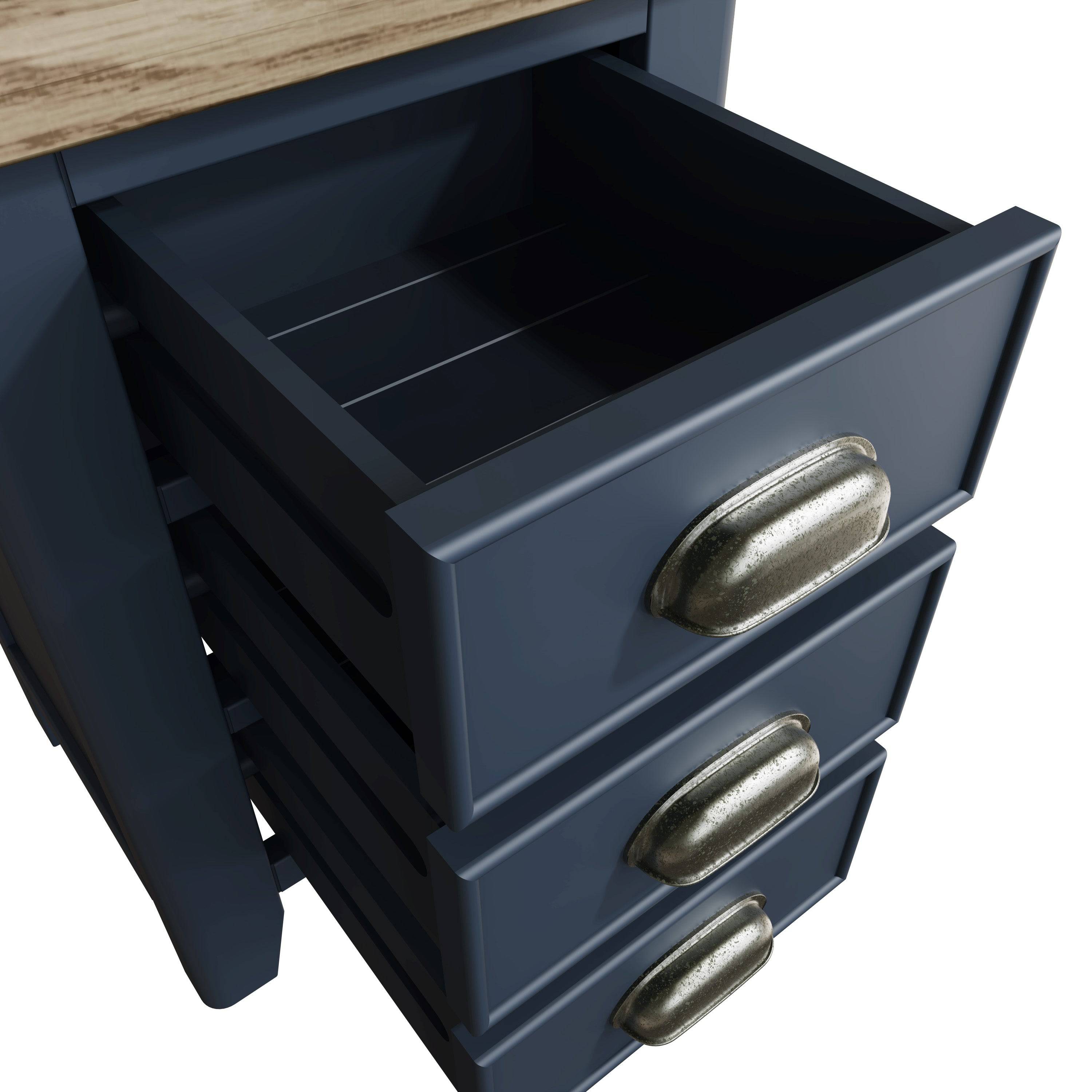 Atlantic 3 Drawer Bedside Cabinet - Blue - BedHut