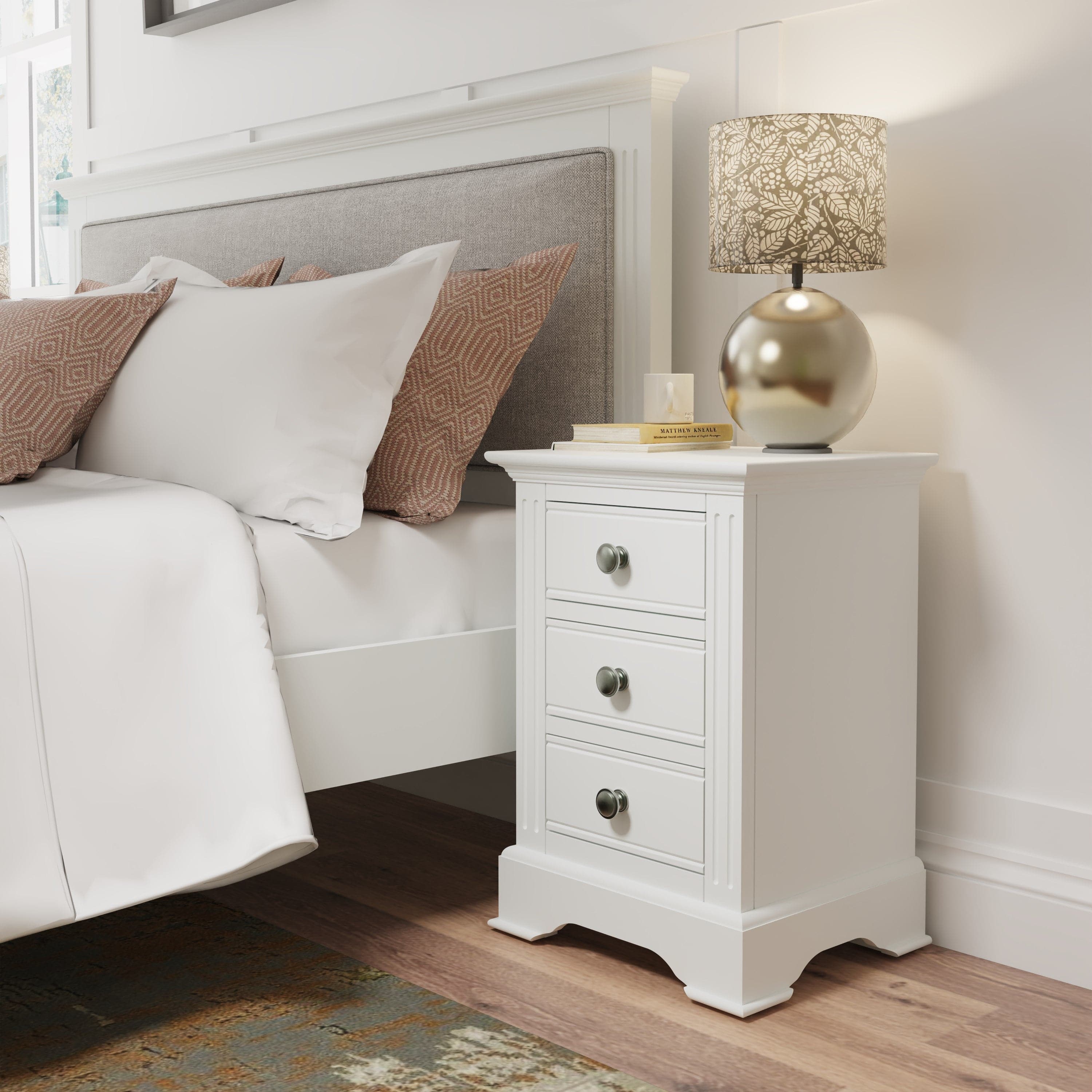 Starlight 3 Drawer Bedside - White - BedHut