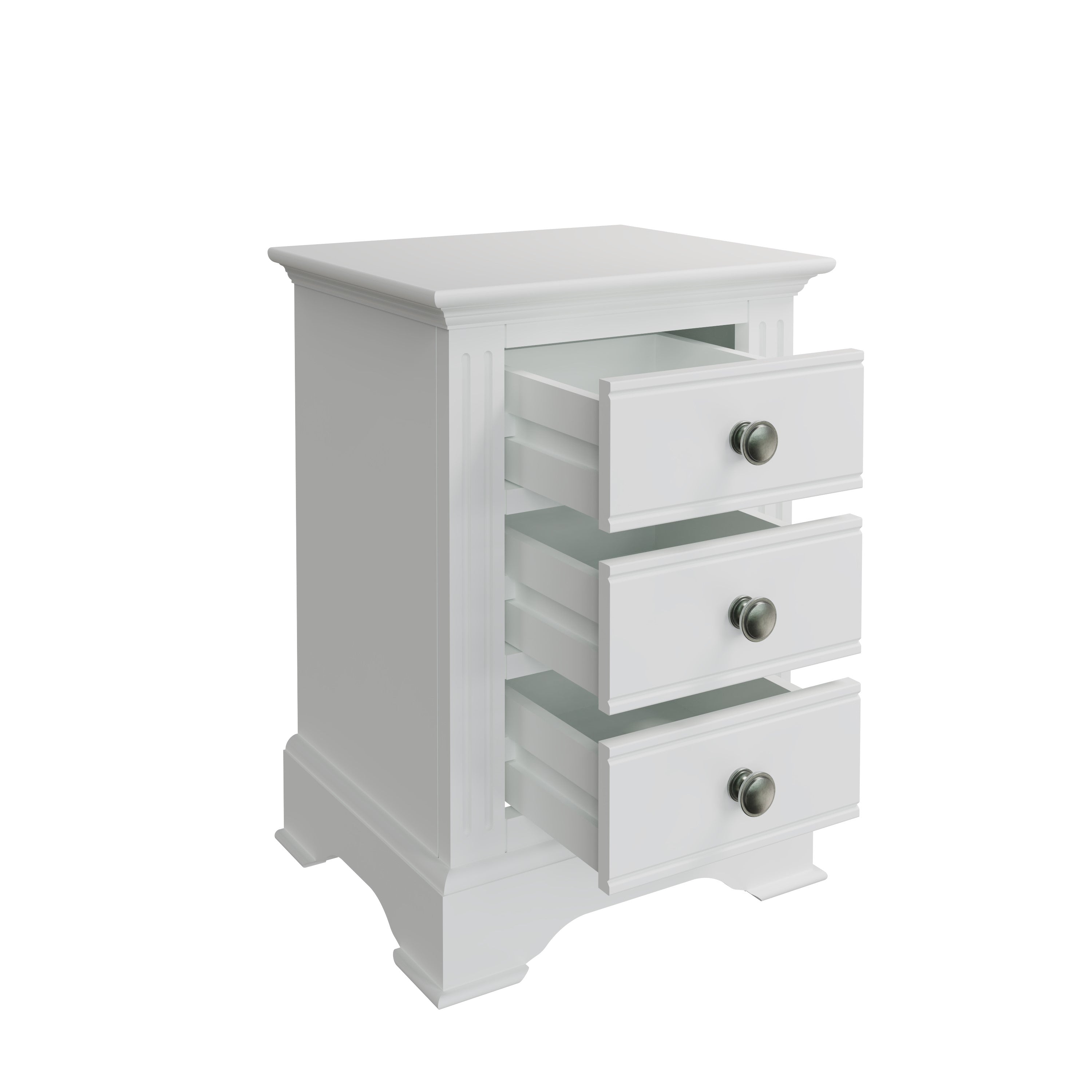 Starlight 3 Drawer Bedside - White - BedHut