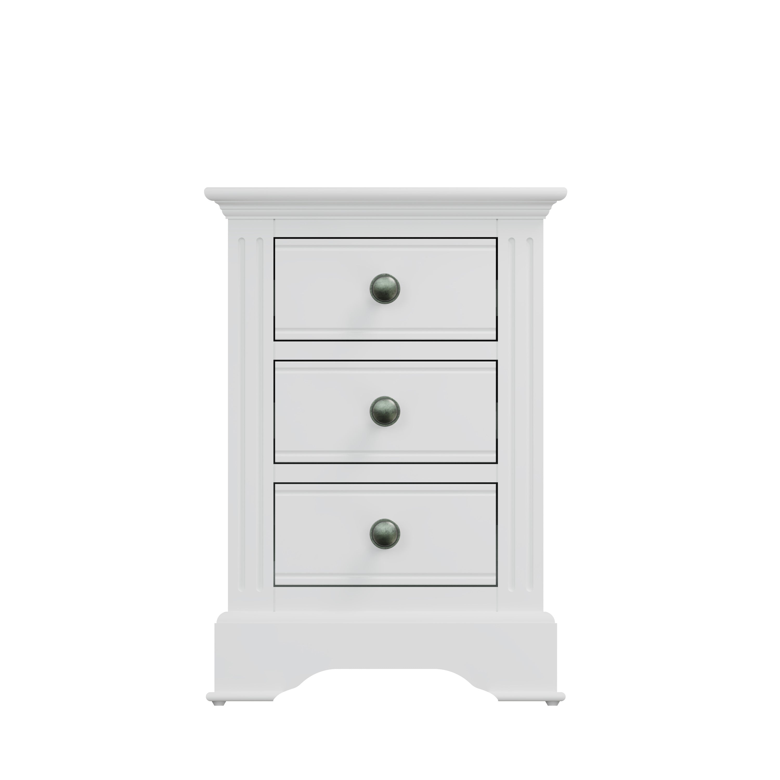 Starlight 3 Drawer Bedside - White - BedHut
