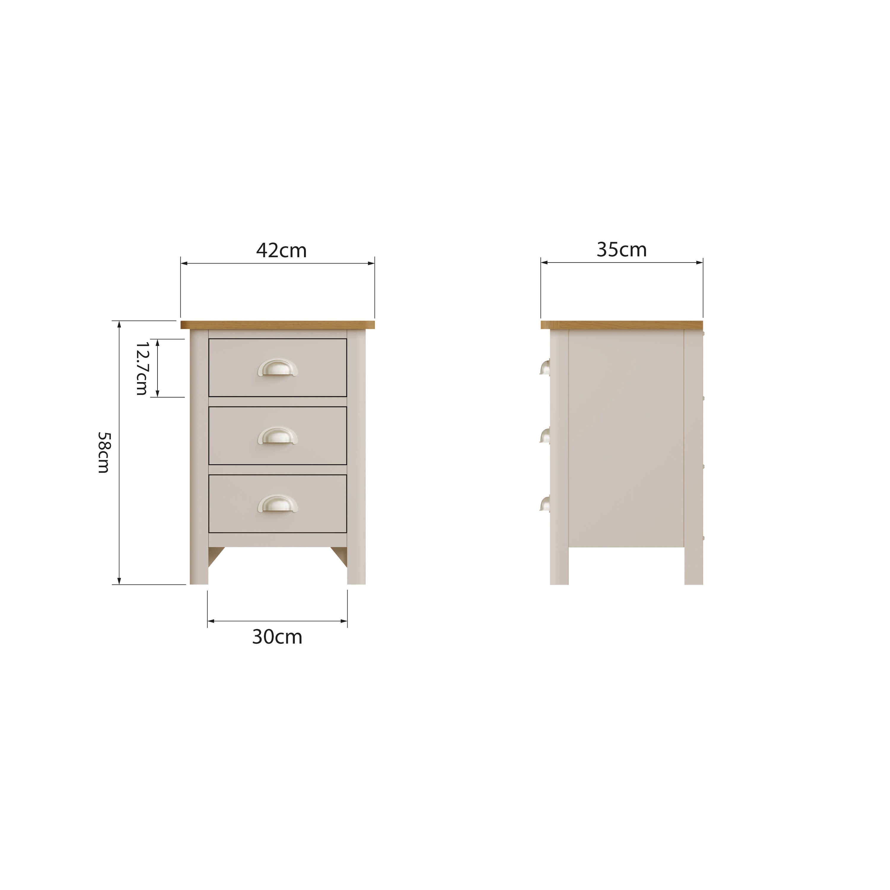 Stockholm 3 Drawer Bedside - Dove Grey - BedHut