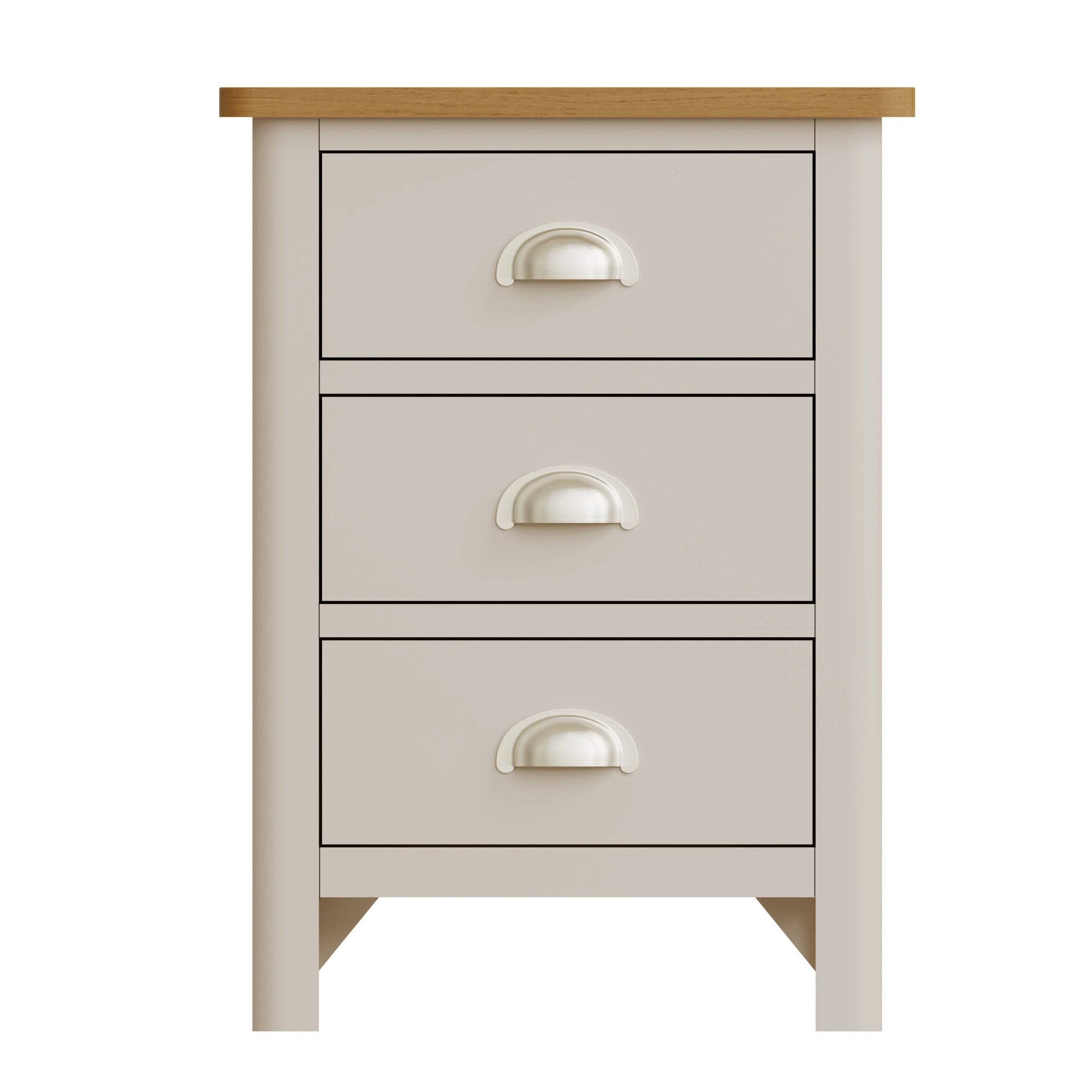 Stockholm 3 Drawer Bedside - Dove Grey - BedHut