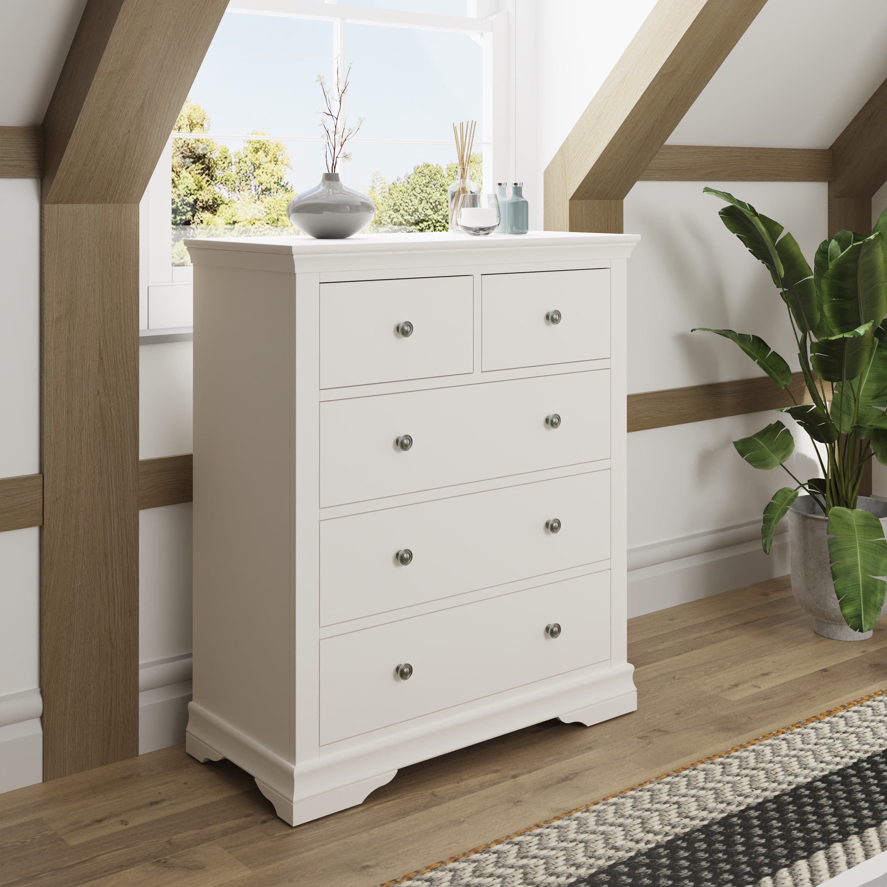 Eden 2 Over 3 Chest of Drawers - White - BedHut