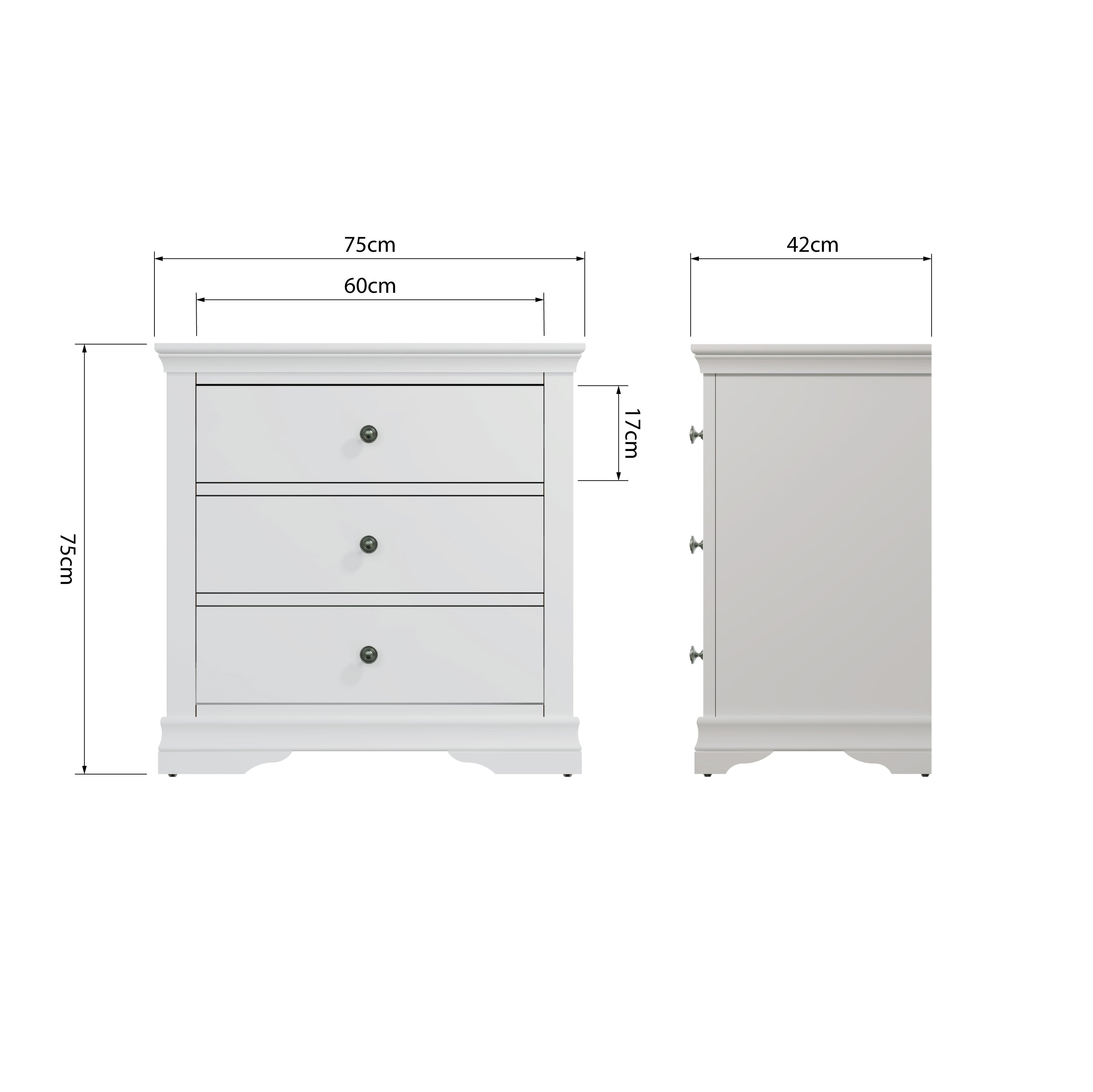 Eden 3 Drawer Chest - White - BedHut