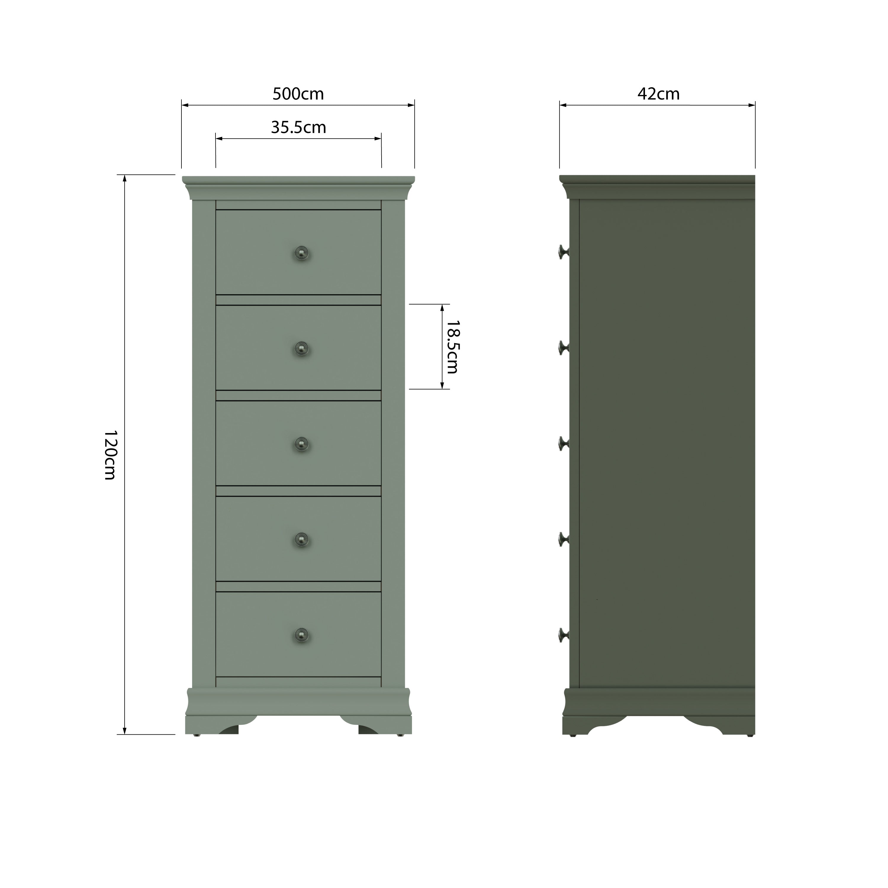 Eden 5 Drawer Wellington - Cactus Green - BedHut