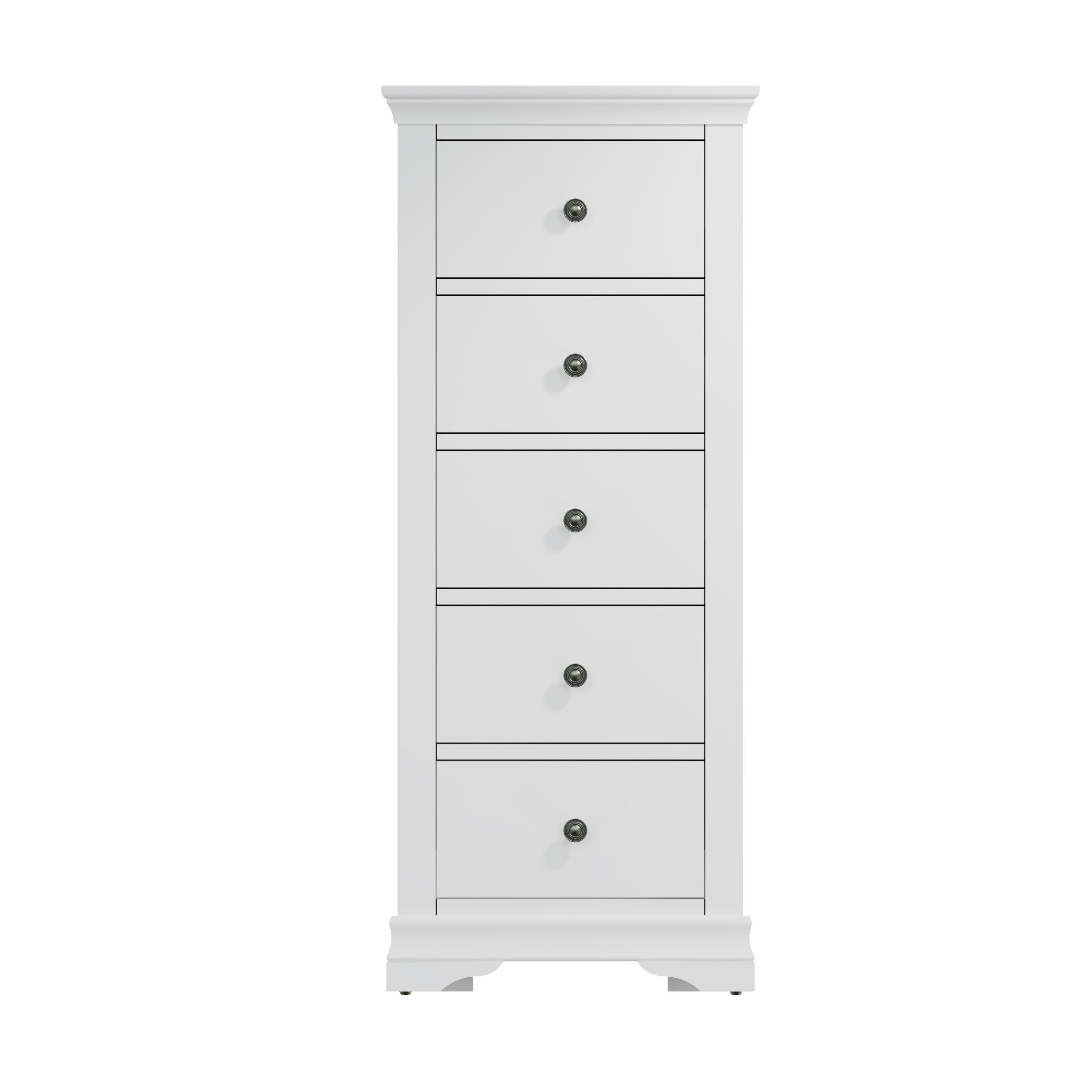 Eden 5 Drawer Wellington - White - BedHut