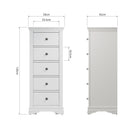 Eden 5 Drawer Wellington - White - BedHut
