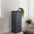 Starlight 5 Drawer Narrow Chest - Midnight Grey - BedHut