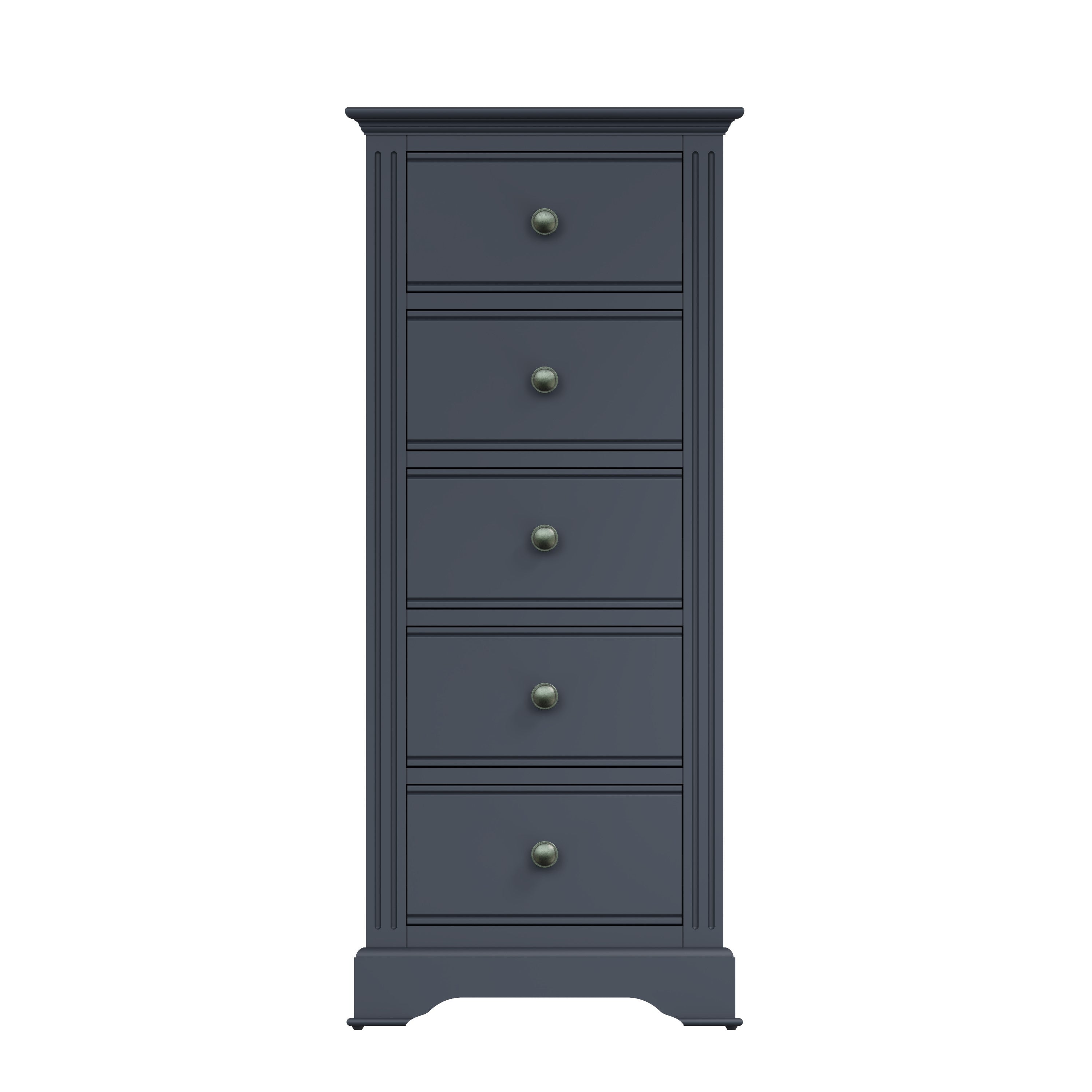 Starlight 5 Drawer Narrow Chest - Midnight Grey - BedHut