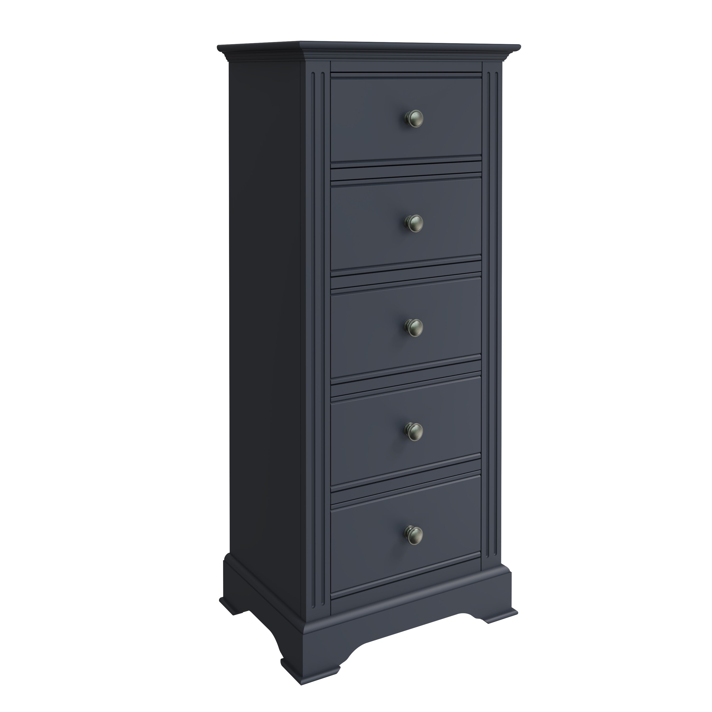 Starlight 5 Drawer Narrow Chest - Midnight Grey - BedHut