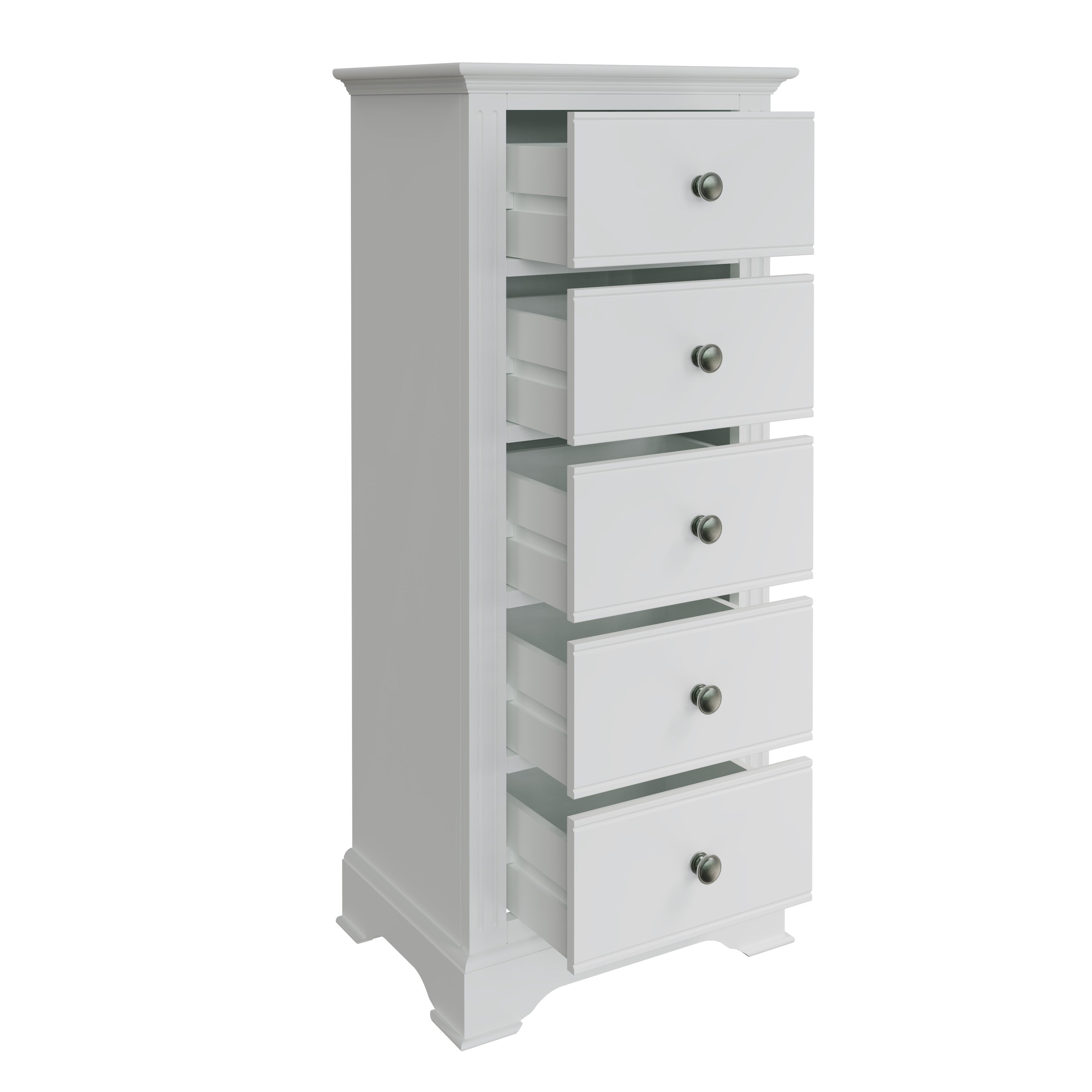 Starlight 5 Drawer Narrow Chest - White - BedHut