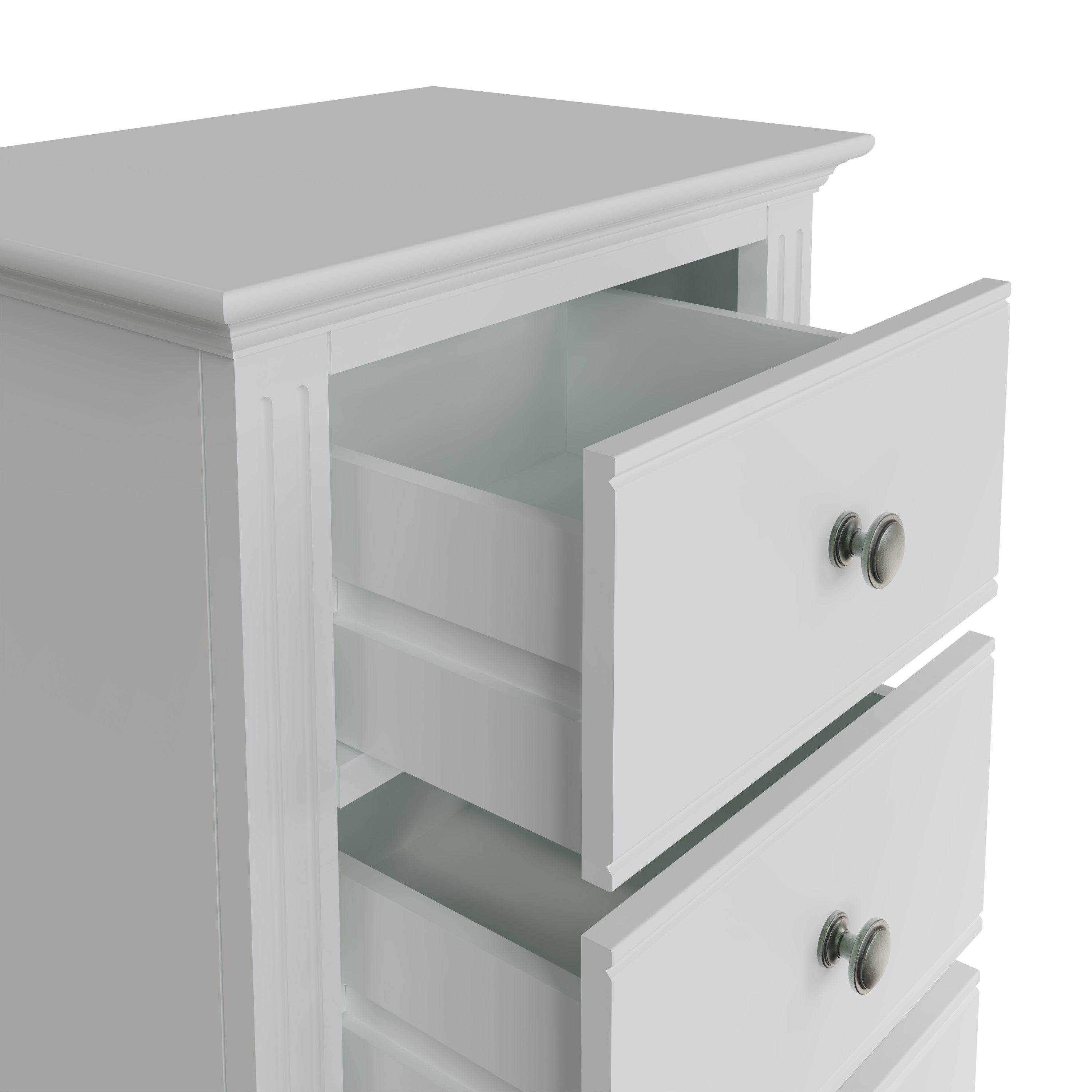 Starlight 5 Drawer Narrow Chest - White - BedHut