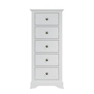 Starlight 5 Drawer Narrow Chest - White - BedHut