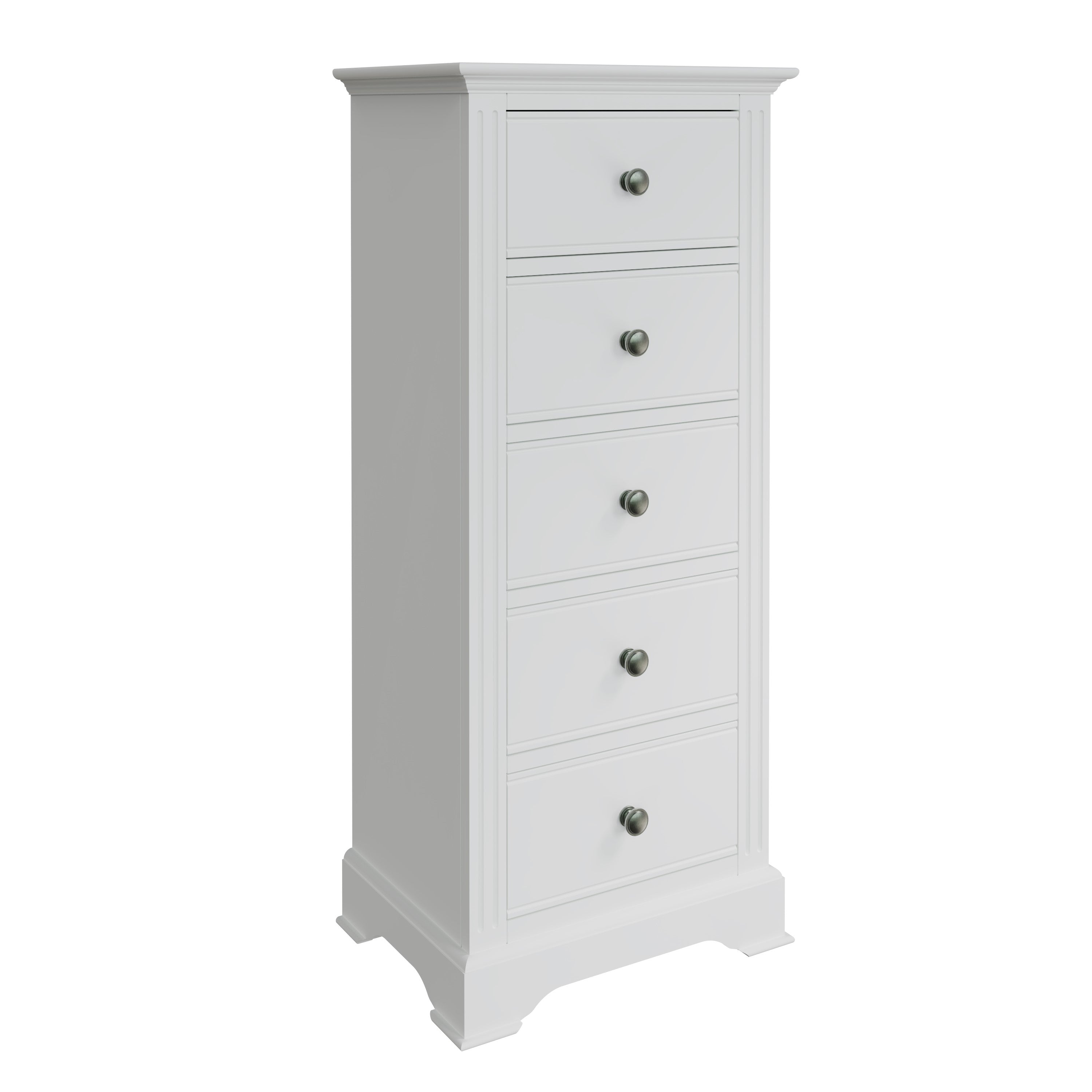 Starlight 5 Drawer Narrow Chest - White - BedHut