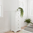 Starlight 5 Drawer Narrow Chest - White - BedHut