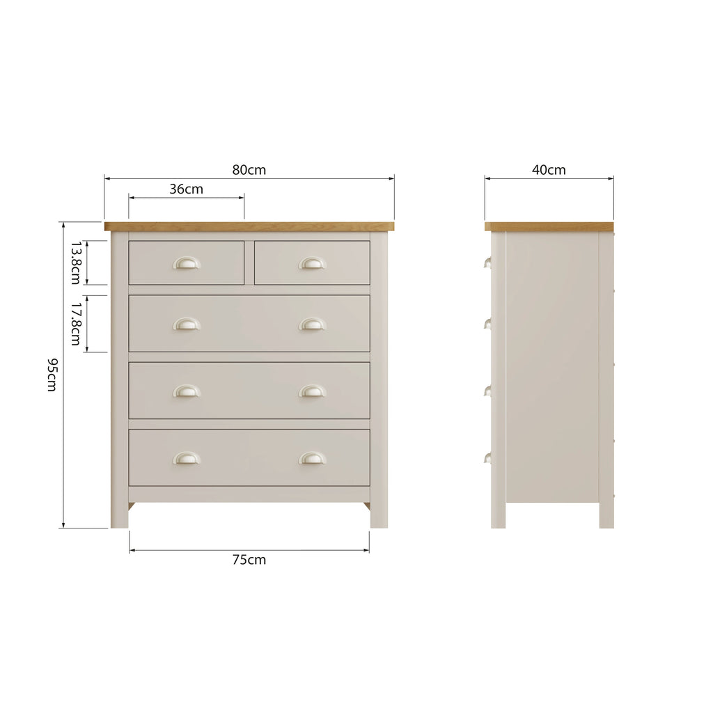 Stockholm 2 Over 3 Chest of Drawers - Dove Grey - BedHut