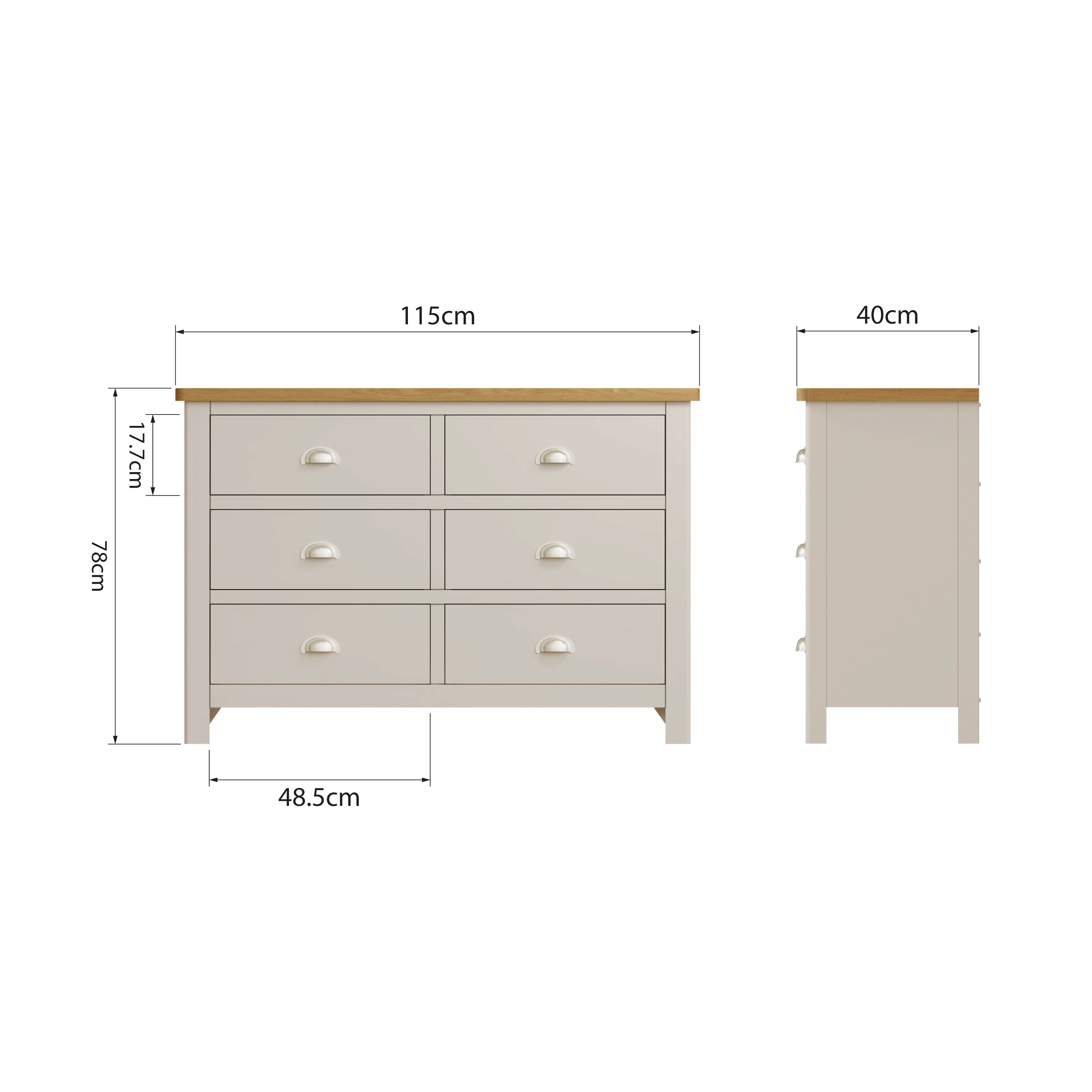 Stockholm 6 Drawer Chest - Dove Grey - BedHut