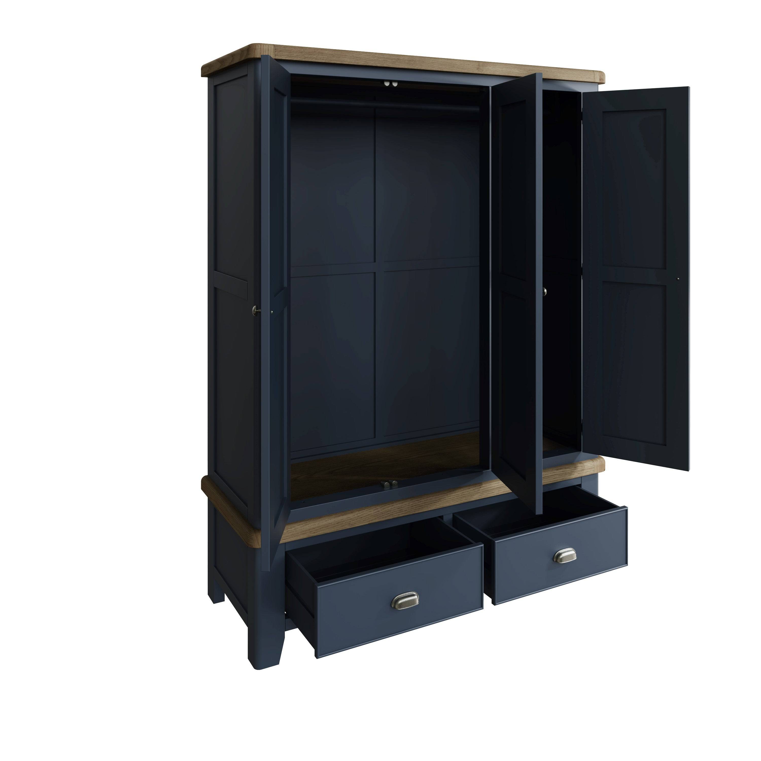 Atlantic 3 Door Wardrobe - Blue - BedHut