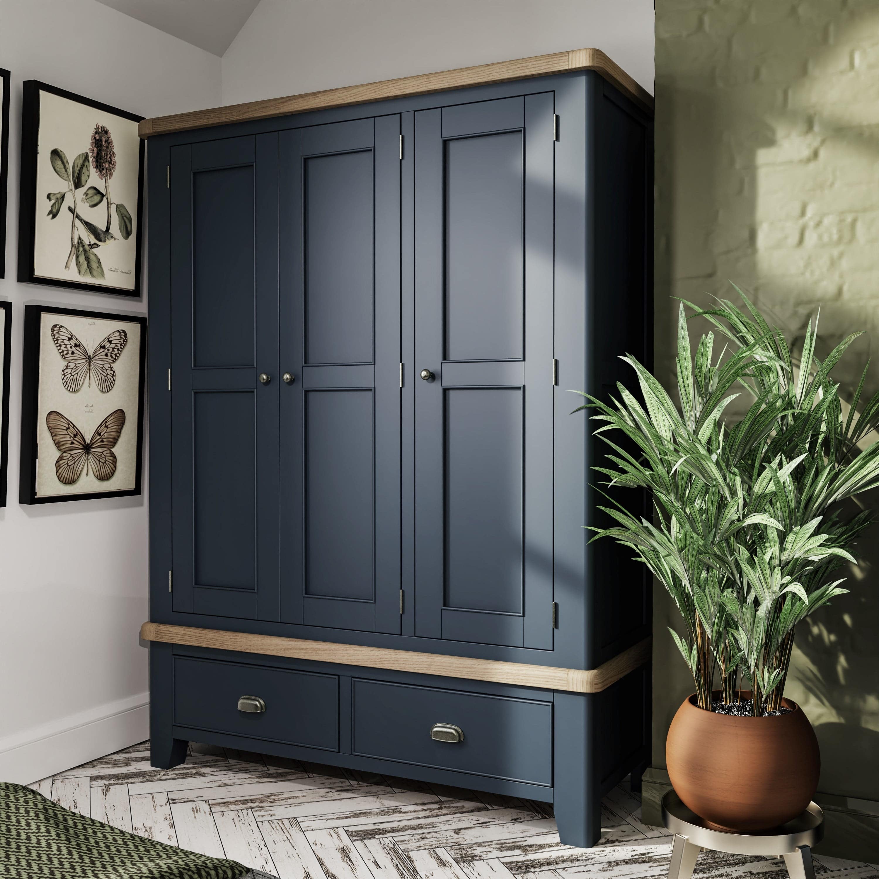 Atlantic 3 Door Wardrobe - Blue - BedHut