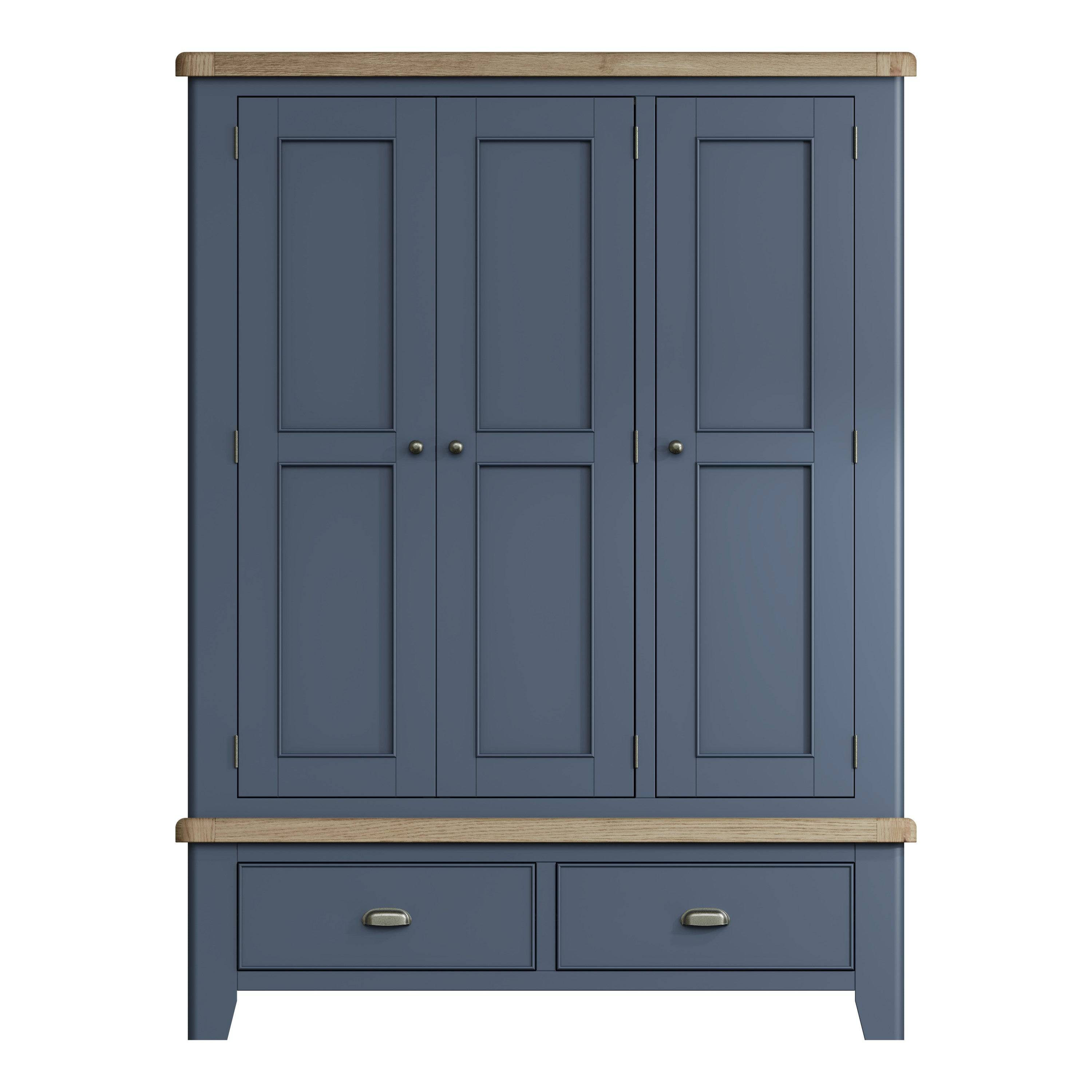 Atlantic 3 Door Wardrobe - Blue - BedHut