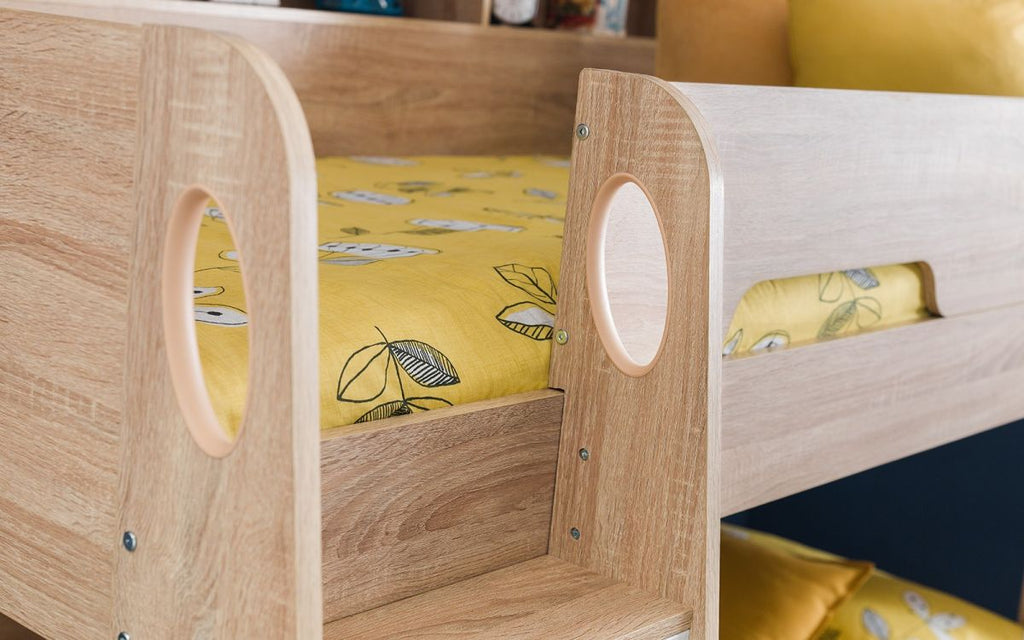 Orion Oak Wooden Storage Bunk Bed Frame 3ft Single - BedHut