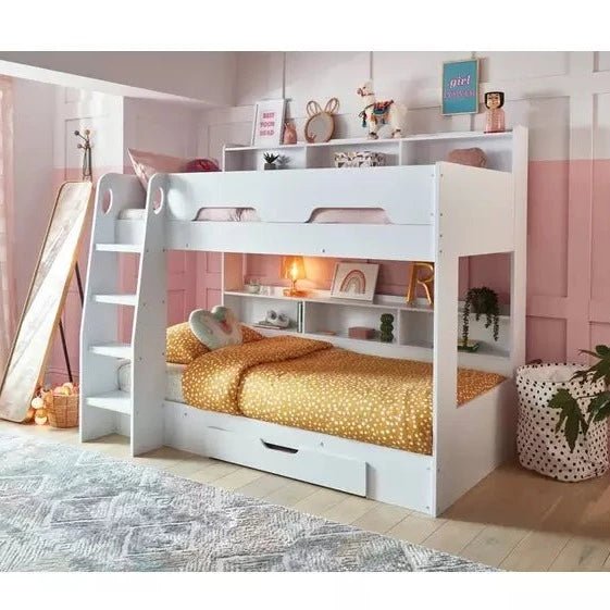 Orion White Wooden Storage Bunk Bed Frame 3ft Single BedHut